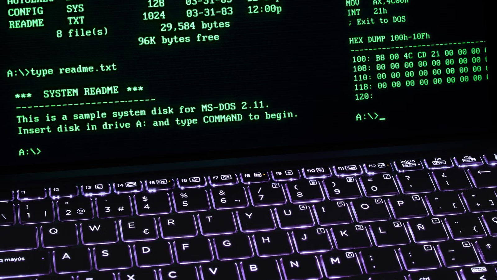 Stary program na ekranie komputera