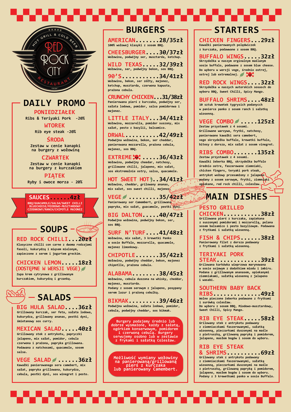 Red Rock City — menu (dania)
