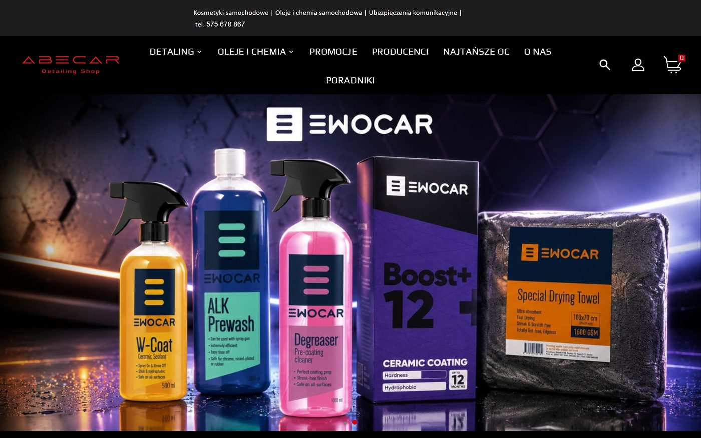 Abecar — podgląd strony