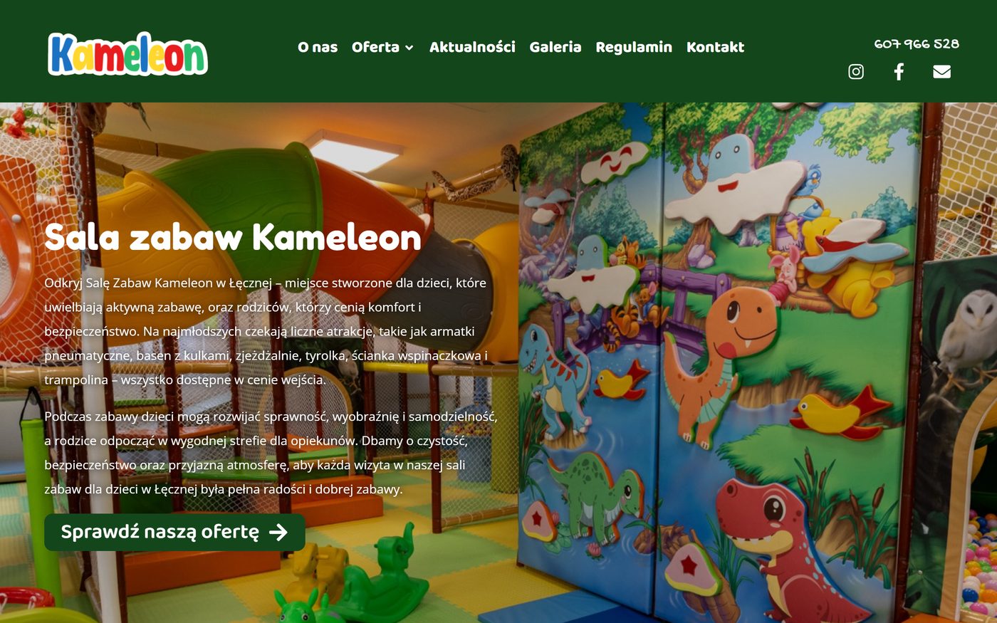 Sala Zabaw Kameleon — podgląd strony